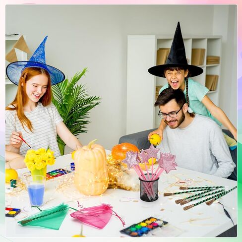 48 Pcs Witch and Princess Party Pens with Pink Star Witch Broom Ballpoint Pens and Organza Gift Bags for Halloween Birthday Party Supplies Decorations in Kuwait