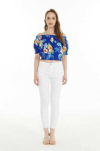 Matchable Couple Hawaiian Luau Shirt Smock Top Wide Legged Pants in Hibiscus Blue in Saudi Arabia