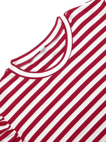 LilyCoco Striped Shirt Women Casual Summer Short Puff Sleeve Crew Neck Fitted Top in Saudi Arabia
