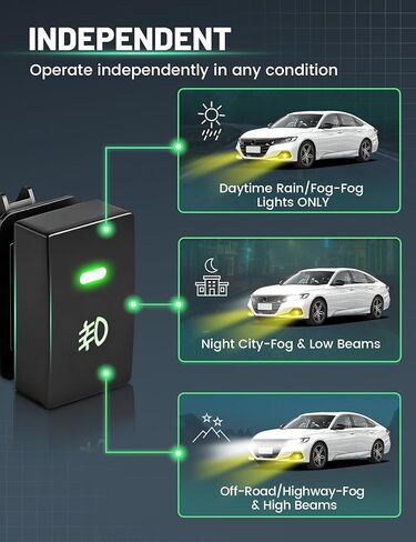 سرج أسلاك ضوء الضباب Anina H11 H8 H9 880 مع مفتاح تشغيل/إيقاف نمط OEM ومرحل 40 أمبير متوافق مع 2013-2022 Honda Civic Accord Fit CR-V لأضواء القيادة الضبابية LED in Saudi Arabia