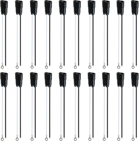 10 Pcs Ledvillage 2 Prong Female Bullet Plug Wiring Harness Socket Pigtail Harness (7" Length, Double Socket 0.180 Bullet) 2 Prong Socket Double Female Plug in Kuwait