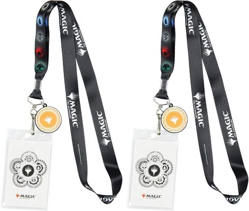 Surreal Entertainment Magic The Gathering Mana Symbols ID Badge Holder Lanyard w/Rubber Plainswalker Pendant, Black in Saudi Arabia
