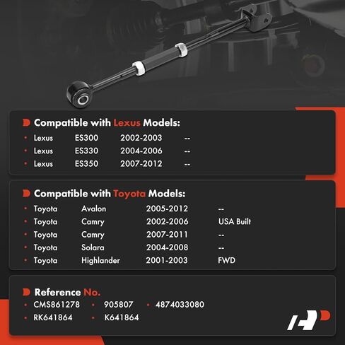 A-Premium Rear Left Rearward Lower Control Arm, with Bushing, Compatible with Toyota Camry 2002-2011, Highlander 2001-2003, Avalon 2005-2012, Solara 2004-2008 & Lexus ES300 2002-2003, ES330, ES350 in Saudi Arabia