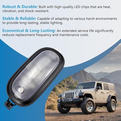 Dome Light with Lens & Bulbs for Rear Overhead Roof Parts Compatible with 2011-2018 Jeep Wrangler JK JKU Interior Map Reading Light Accessories LED Replaces 5KQ79DX9AC in Kuwait