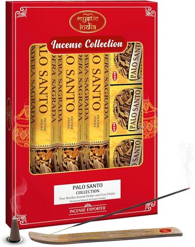 Mystic India - Hem Incense Palo Santo 4 Tube Hexa & 3 Box Cones with Free Incense Holder & Cone Holders in Saudi Arabia