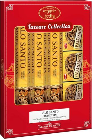 Mystic India - Hem Incense Palo Santo 4 Tube Hexa & 3 Box Cones with Free Incense Holder & Cone Holders in Saudi Arabia