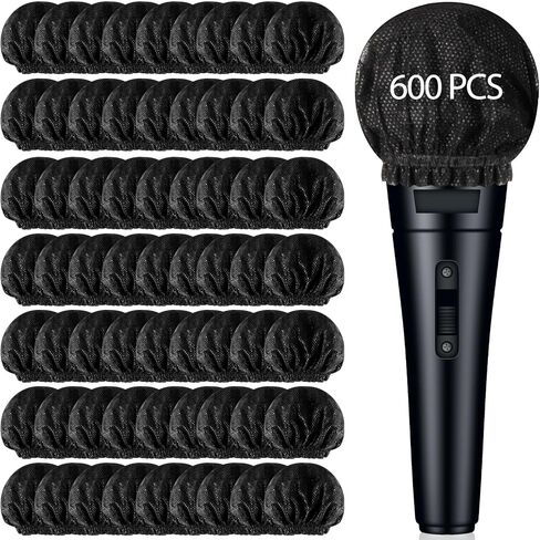 Buryeah 1400 Pcs Disposable Microphone Cover Non Woven Handheld Microphone Windscreen with Elastic Band Individually Wrapped Mic Cover for KTV Recording Studio Karaoke Stage Performance (Blacks) in Kuwait