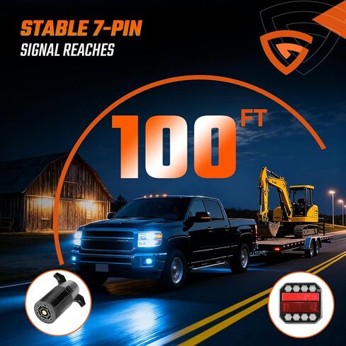 أضواء مقطورة لاسلكية مغناطيسية - مجموعة مصابيح سحب LED معتمدة من DOT، إشارات انعطاف فرامل الذيل المحمولة القابلة لإعادة الشحن، مقاومة للماء IP65 عالمية للقوارب البحرية، وRV والمعسكرات in Kuwait