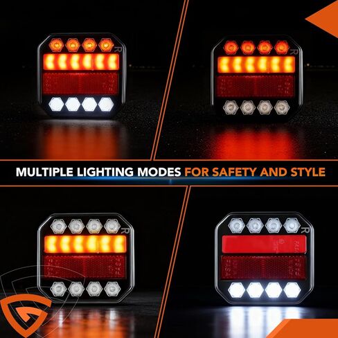 أضواء مقطورة لاسلكية مغناطيسية - مجموعة مصابيح سحب LED معتمدة من DOT، إشارات انعطاف فرامل الذيل المحمولة القابلة لإعادة الشحن، مقاومة للماء IP65 عالمية للقوارب البحرية، وRV والمعسكرات in Kuwait