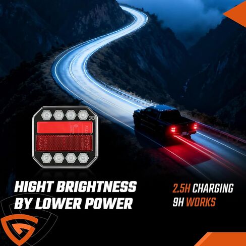 أضواء مقطورة لاسلكية مغناطيسية - مجموعة مصابيح سحب LED معتمدة من DOT، إشارات انعطاف فرامل الذيل المحمولة القابلة لإعادة الشحن، مقاومة للماء IP65 عالمية للقوارب البحرية، وRV والمعسكرات in Kuwait