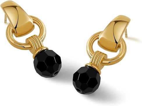 Chunky Gold Stud Earrings for Women Trendy, Statement Big Large Vintage Gold Hypoallergenic Earrings Jewelry for Women-Black Crystal in Saudi Arabia
