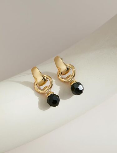 Chunky Gold Stud Earrings for Women Trendy, Statement Big Large Vintage Gold Hypoallergenic Earrings Jewelry for Women-Black Crystal in Saudi Arabia