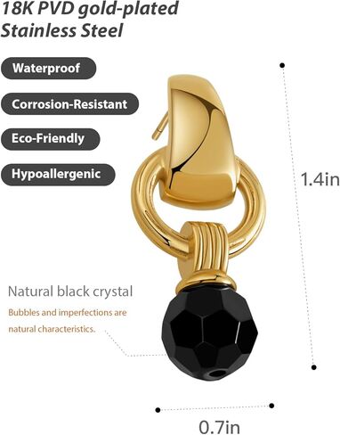 Chunky Gold Stud Earrings for Women Trendy, Statement Big Large Vintage Gold Hypoallergenic Earrings Jewelry for Women-Black Crystal in Saudi Arabia