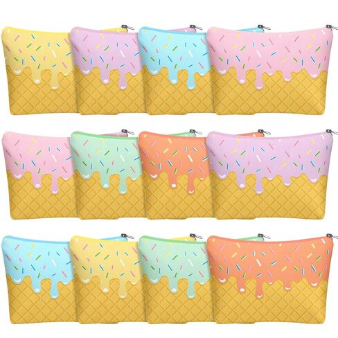 12 Pcs Ice Cream Drip Makeup Bags for Women Gifts Ice Cream Cone Cosmetic Bags Toiletry Zipper Pouch Sweet Lover Presents Birthday Party Favors Decorations in Saudi Arabia