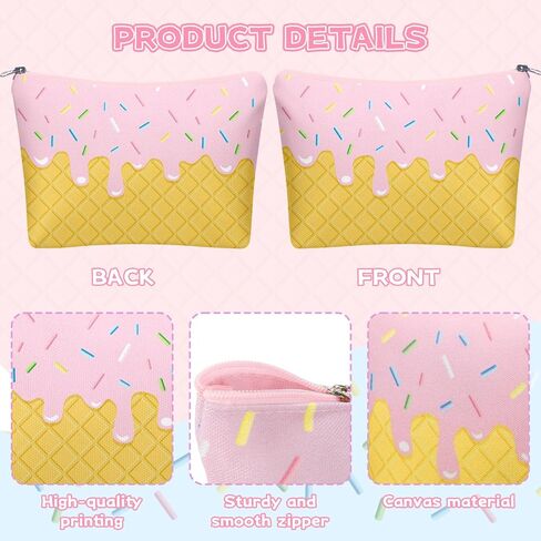 12 Pcs Ice Cream Drip Makeup Bags for Women Gifts Ice Cream Cone Cosmetic Bags Toiletry Zipper Pouch Sweet Lover Presents Birthday Party Favors Decorations in Saudi Arabia