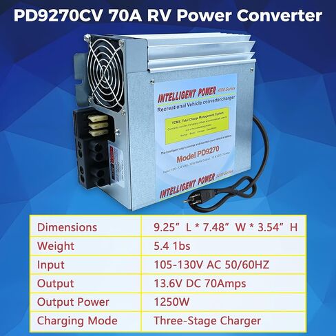 شاحن محول الطاقة PD9270 70A RV | استبدال مباشر لسلسلة PD9270C وInteli-Power PD9200| شحن البطارية تلقائيًا على 3 مراحل| محول طاقة من 120 فولت إلى 13.6 فولت in Kuwait