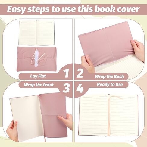 AnyDesign 8 قطع أغطية كتب بوهو قابلة للتمدد مقاس 7.3 × 9 بوصات غطاء كتاب من القماش قابل لإعادة الاستخدام بلون محايد قابل للغسل وغطاء حماية لمعظم الأغلفة الصلبة لحماية الكتب المدرسية in Saudi Arabia
