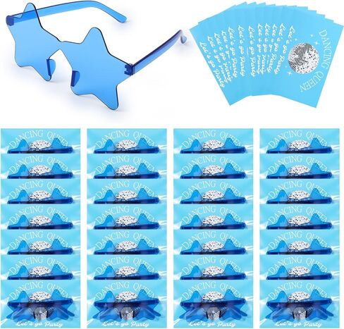72 Pcs Dancing Queen Party Gift Set 24 Set Blue Star Sunglasses Cards and Bags Disco Party Fever Favors for Bachelorette Birthday in Saudi Arabia