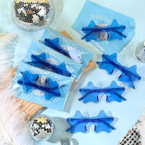 72 Pcs Dancing Queen Party Gift Set 24 Set Blue Star Sunglasses Cards and Bags Disco Party Fever Favors for Bachelorette Birthday in Saudi Arabia