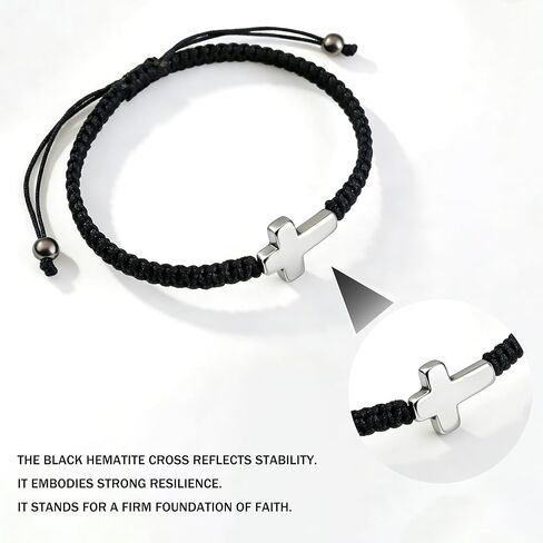 PARTNER 2PCS Joshua 1:9 Bible Verse Bracelet, Men’s Cross & Morse Code Bracelet Set Christian Faith Jewelry for Men, Adjustable Prayer Bracelet Gift for Him in Saudi Arabia