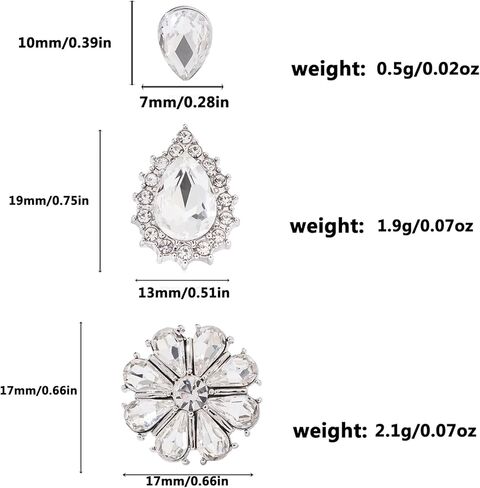 مجموعة أقراط كريستال، 3 أزواج من حجر الراين المزخرف بالزهور والدمعة هدية مجوهرات لحفلات الزفاف in Kuwait