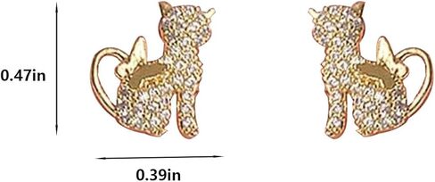 Gold Cat Earrings for Women Rhinestone Cat Stud Earrings Cute Animal Butterfly Earrings Hypoallergenic Ear Accessories Gift for Women in Saudi Arabia