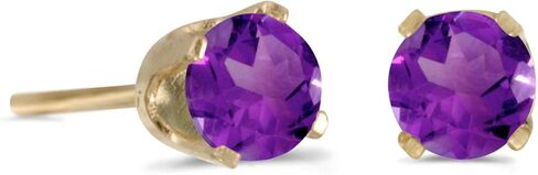 14k Yellow Gold 4 mm Round Amethyst Stud Earrings in Kuwait