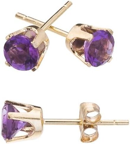 14k Yellow Gold 4 mm Round Amethyst Stud Earrings in Kuwait