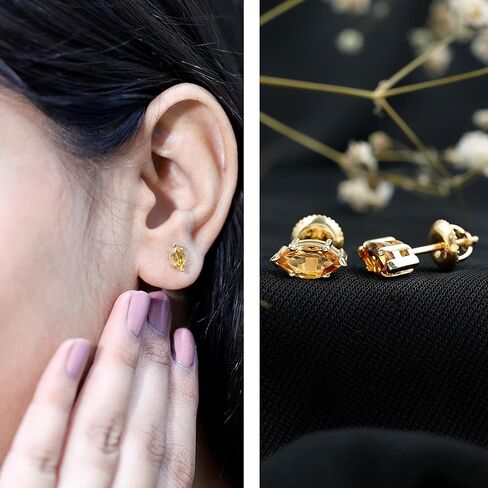 أقراط من السترين الطبيعي من الفضة، جودة AAA، أقراط حجر بخت شهر نوفمبر - هدية للنساء اللاتي لديهن كل شيء in Kuwait