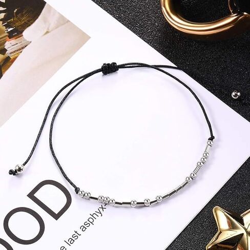 Trump Morse Code Bracelet for Men Women Anti Trump Hidden Message Bracelets I Love You Statement Beaded Bracelet With Meaning Card Inspirational Political Jewelry Funny Gifts in Saudi Arabia