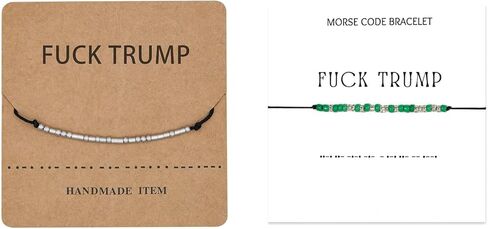 Trump Morse Code Bracelet for Men Women Anti Trump Hidden Message Bracelets I Love You Statement Beaded Bracelet With Meaning Card Inspirational Political Jewelry Funny Gifts in Saudi Arabia