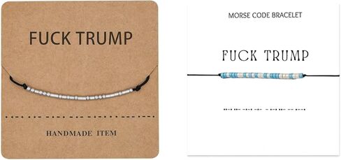 Trump Morse Code Bracelet for Men Women Anti Trump Hidden Message Bracelets I Love You Statement Beaded Bracelet With Meaning Card Inspirational Political Jewelry Funny Gifts in Saudi Arabia
