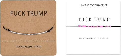 Trump Morse Code Bracelet for Men Women Anti Trump Hidden Message Bracelets I Love You Statement Beaded Bracelet With Meaning Card Inspirational Political Jewelry Funny Gifts in Saudi Arabia