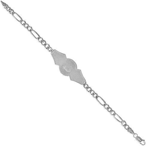 Sterling Silver Guadalupe Bracelet for Women with Figaro Links Diamond Cut finish 1/2 inch wide available 7-8 inch in Saudi Arabia