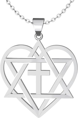 The Positive Christian Messianic Bracelet, Necklace - Stainless Steel - Heart and Cross - Jesus Jewelry - Jewish Christian Faith Jewelry Gift for Any Occasion in Saudi Arabia