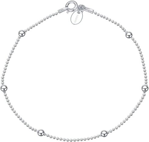 Adabele Solid Sterling Silver 18K White Gold Beaded Satellite Bead Station Bracelet 7 7.5 8 Inch Tarnish Resistant Hypoallergenic Nickel Free Women Jewelry in Saudi Arabia