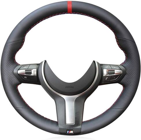 Eiseng DIY Sew Stitch Black Microfiber Leather Steering Wheel Cover for BMW 3 Series F30 F10 Sport / 2014-2017 M3 M4 M5 M6 F12 F13 M240i X2 M35i / 2015-2018 F85 X5M F86 X6M Interior Accessories in Kuwait