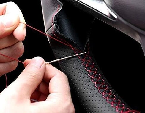 Eiseng DIY Sew Stitch Black Microfiber Leather Steering Wheel Cover for BMW 3 Series F30 F10 Sport / 2014-2017 M3 M4 M5 M6 F12 F13 M240i X2 M35i / 2015-2018 F85 X5M F86 X6M Interior Accessories in Kuwait