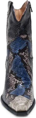 حذاء Keleimusi نسائي من راعية البقر الغربية للركبة، حذاء برقبة طويلة بكعب مكدس، حذاء رعاة البقر بكعب عالٍ من الفولاذ، حذاء رعاة البقر قصير بسحاب جانبي للنساء in Kuwait