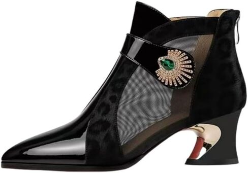 Ladies' big size ankle boots - pointed toe and thick heel, breathable and comfortable, fashionable style, suitable for wearing out in Saudi Arabia