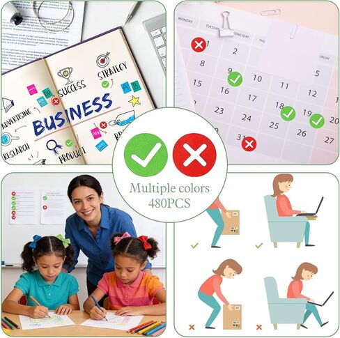 480 Pcs Green Check and Cross Mark Stickers, Cross Mark Stickers Self Adhesive Labels for Marking DIY Projects Organization Inventory Management Classroom Teaching in Saudi Arabia