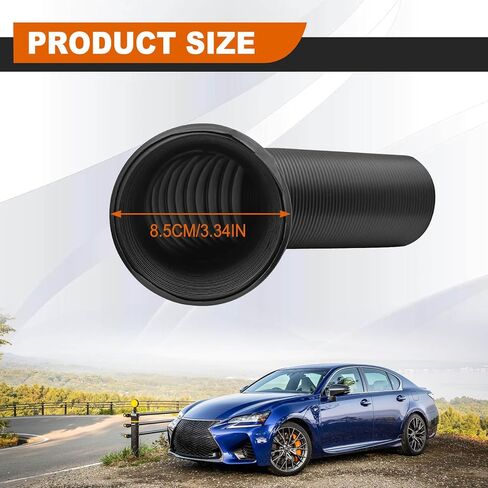 أنبوب دخول هواء عالمي 76 مم، خرطوم مدخل مرن 3 بوصة، قابل للتمدد، متين مقاوم للماء، بديل للسيارات لشاحنة SUV، أسود in Kuwait