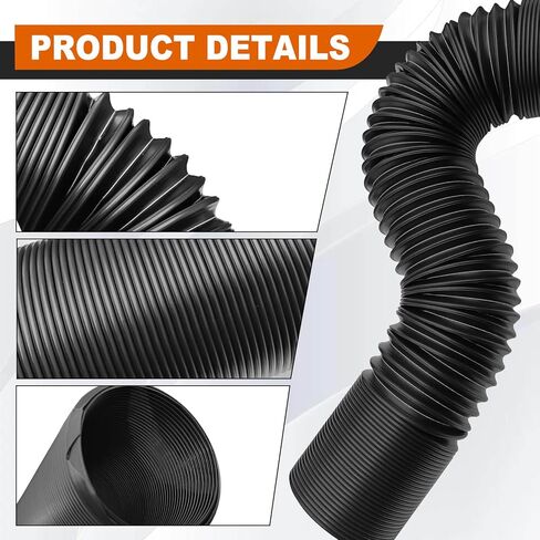 أنبوب دخول هواء عالمي 76 مم، خرطوم مدخل مرن 3 بوصة، قابل للتمدد، متين مقاوم للماء، بديل للسيارات لشاحنة SUV، أسود in Kuwait