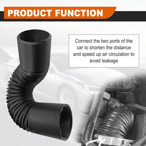 أنبوب دخول هواء عالمي 76 مم، خرطوم مدخل مرن 3 بوصة، قابل للتمدد، متين مقاوم للماء، بديل للسيارات لشاحنة SUV، أسود in Kuwait