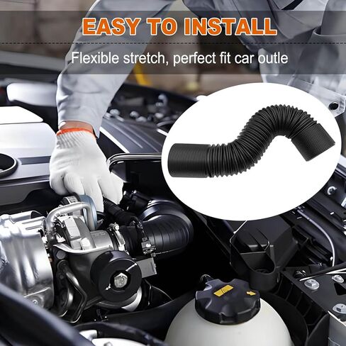 أنبوب دخول هواء عالمي 76 مم، خرطوم مدخل مرن 3 بوصة، قابل للتمدد، متين مقاوم للماء، بديل للسيارات لشاحنة SUV، أسود in Kuwait