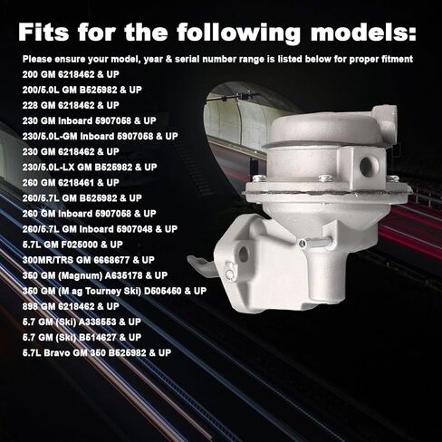 Mechanical Fuel Pump 861678A1 Compatible with Mercury Marine Mercruiser & OMC 5.0/5.7/305/350/198HP/230HP/260HP Replace 97401A8, 97401A2, 18-7283, M60600, 8M0058164, 9-35423 in Kuwait