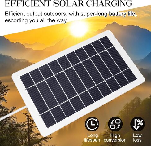 شاحن لوحة شمسية USB 5 فولت 5 وات، مجموعة لوحة شمسية محمولة للكاميرا، وشحن الهاتف الخلوي، والتخييم، والمشي لمسافات طويلة، والسفر في الهواء الطلق (قطعة واحدة بيضاء) in Kuwait