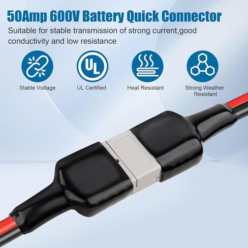 50Amp Anderson-Style Connector to O Ring Terminal Cable 3FT,8AWG Battery Quick Connect/Disconnect Cable for RV Boat Lithium Batteries and Backup Power Systems in Saudi Arabia