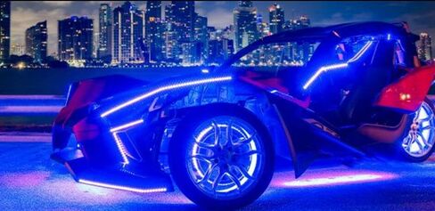 6PCS 1FT (12"/30CM) Single Row Dream Color Chasing Flow LED Underglow Light Strips - Bluetooth Remote Control, LED Lights for Polaris Slingshot in Kuwait
