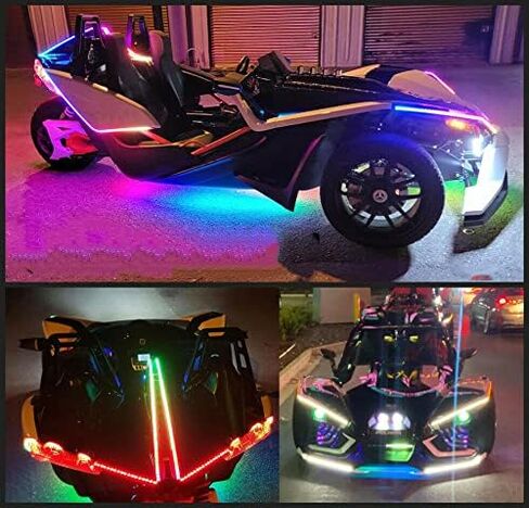 6PCS 1FT (12"/30CM) Single Row Dream Color Chasing Flow LED Underglow Light Strips - Bluetooth Remote Control, LED Lights for Polaris Slingshot in Kuwait